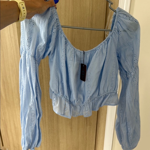 HYFVE Light Blue Eyelet Blouse - Picture 1 of 4